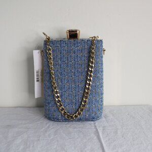 NWT Alessia Blue Gold Hand Bag with Gold Hardware